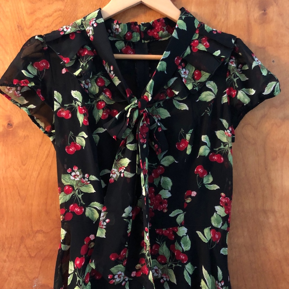 X-Small New Hell Bunny Charlotte Cherry Retro Vintage Inspired Dress Modcloth - Picture 5 of 6